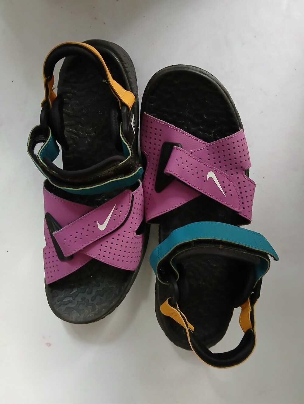 Nike Mens Purple, Teal & Yellow Adjustable Sport Sandals Size 8